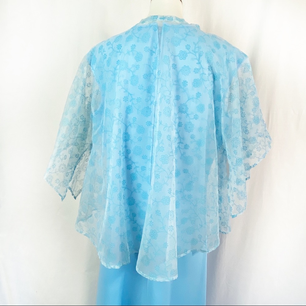 Vintage 70s Baby Blue Special Maxi Dress Capelet XL - Picture 6 of 9